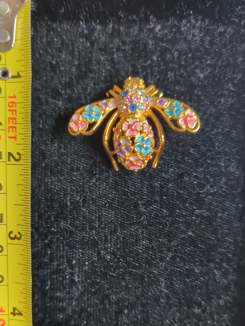 Joan Rivers "Wildflower" Bee Pin with Pink & Blue Enamel Flowers